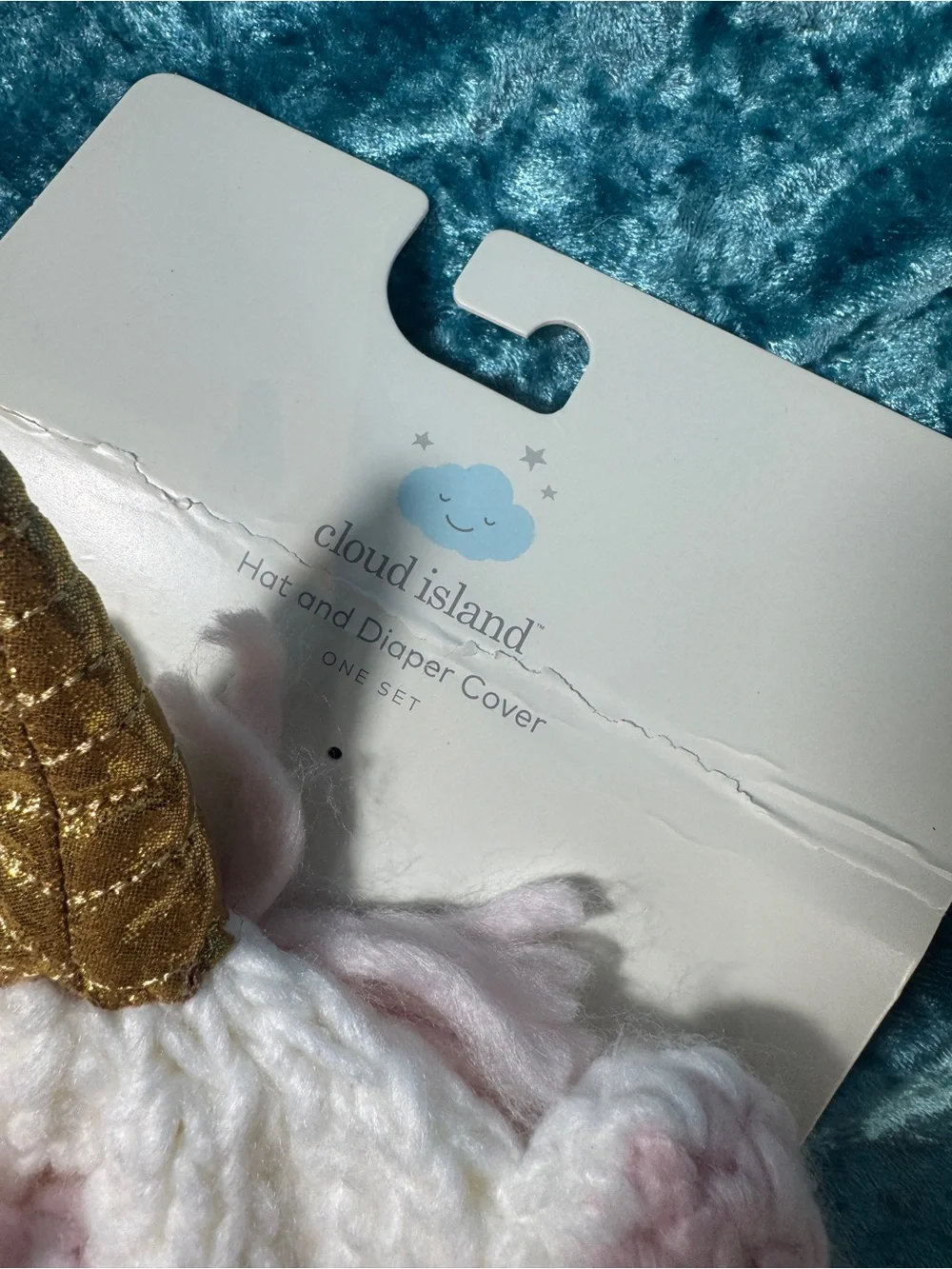cloud island White Unicorn Knit Hat with Gold Horn and Pink Mane